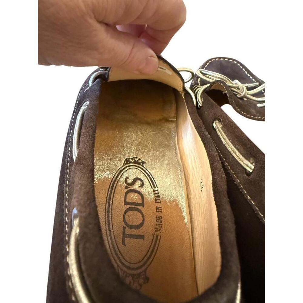 Tod's Gommini Moc Toe Driving Loafer Brown Suede Women size 38 US 8 - Picture 6 of 7